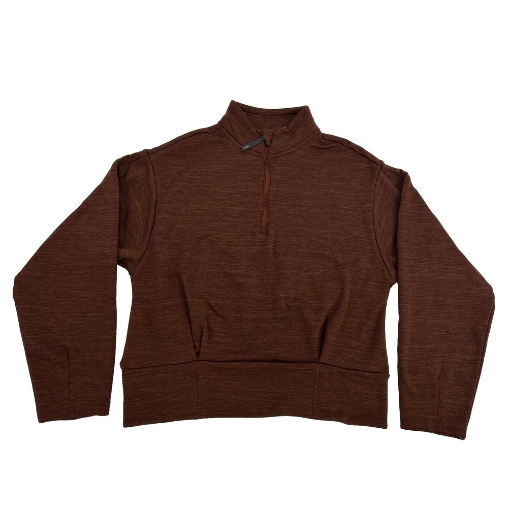 Athleta Sweatshirt Womens M Brown Altitude Polartec Half Zip Wicking Pocket NEW